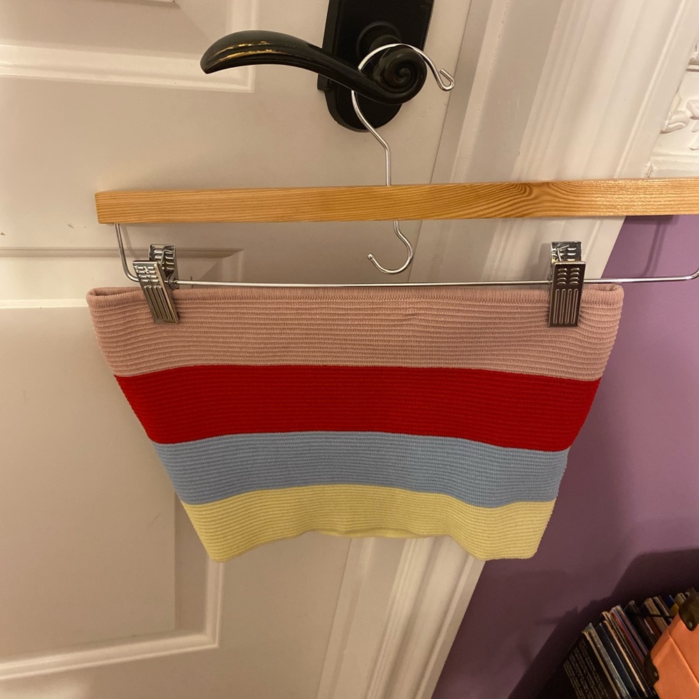 La hearts cropped strapless top